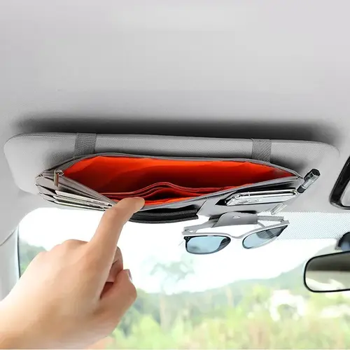 Car Sun Visor Storage Bag Card Bill Pen Glasses Holder Auto Interior Organizer Universal Sunglasses Clip Car Storage Tidying - Image 6