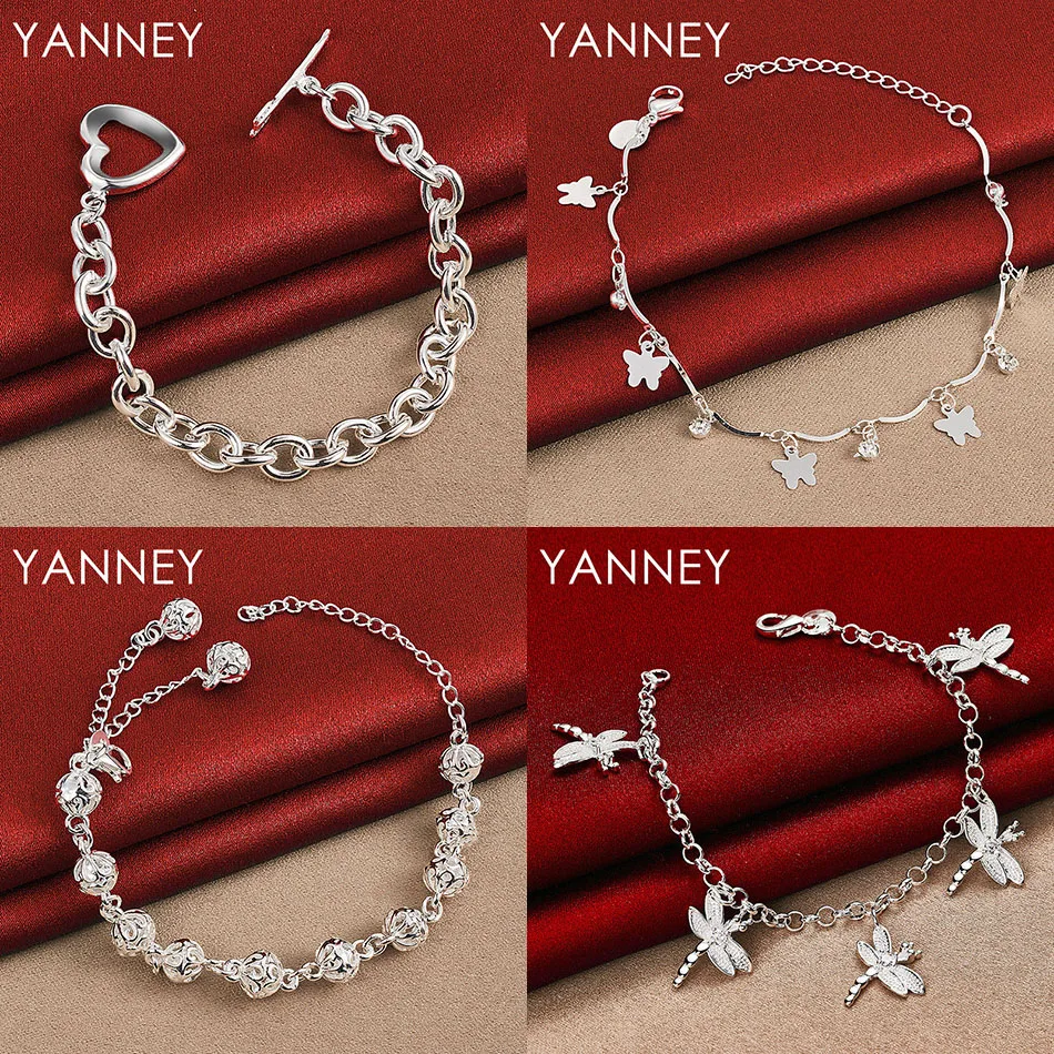 

Charm 925 Sterling Silver 8 Inch Delicate Dragonfly Butterfly Bracelet Women Party Accessories Gift Fashion Jewelry