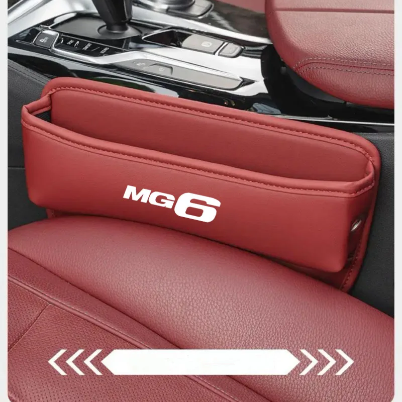 Organizador de asiento de coche, caja de almacenamiento de hendidura de cuero para MG MG6, accesorios para automóviles