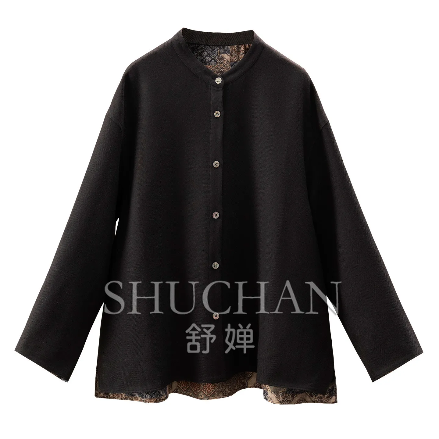 Herringbone Texture with Wool Double-sided Printed Stand-up Collar Jacket E303  Abrigos Mujer Invierno 2026