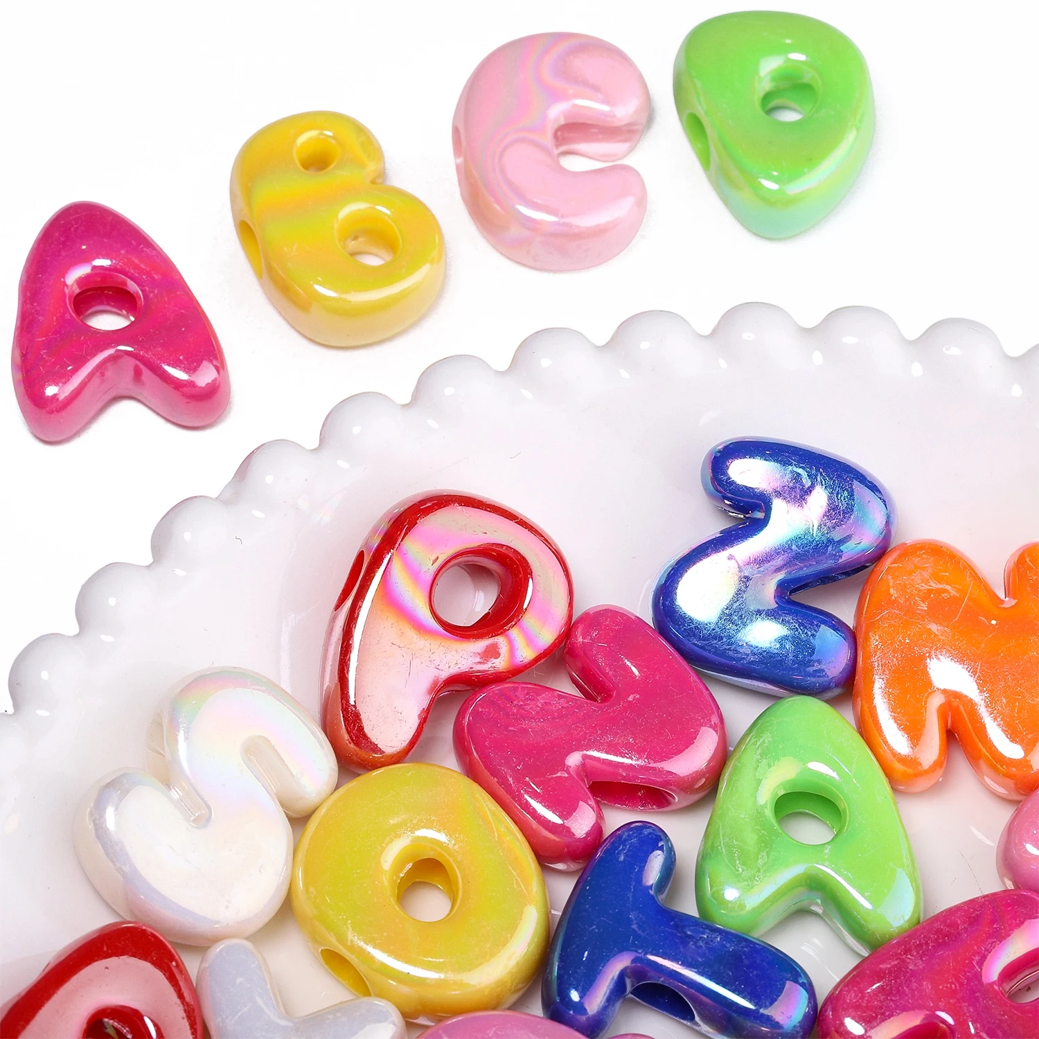 100g Mehrfarbige Acryl-Abstandsperlen mit großem Loch, Buchstaben-Abstandsperlen für Handarbeiten, Alphabet-Abstandsperlen, Halsketten-Accessoires, DIY-Schmuck – Detail 4
