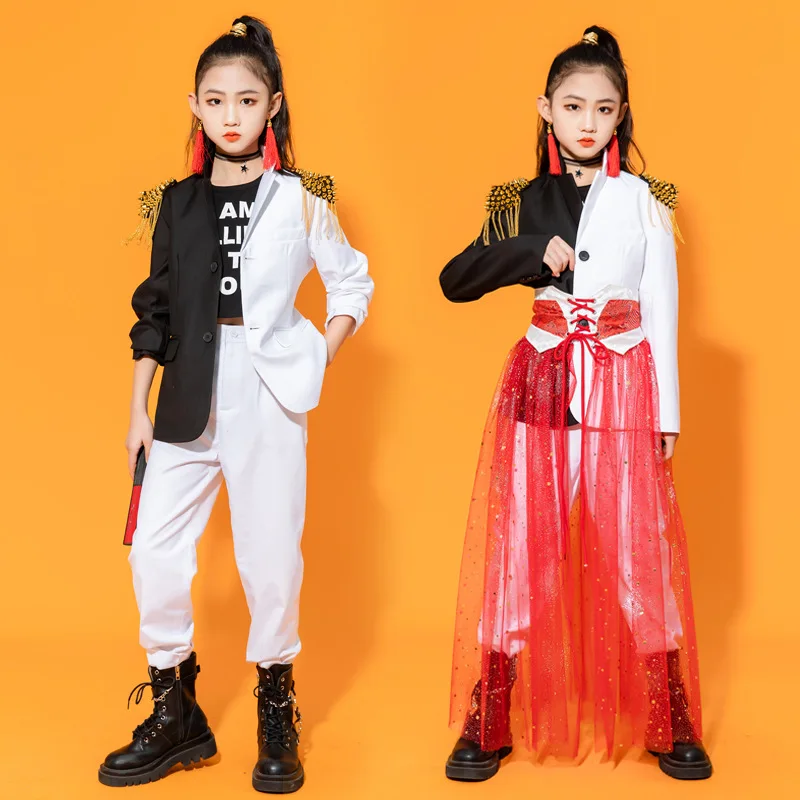 Hiphop Chinese trend Suits Funky Show Kids Jazz Street Dance Costume for Girls Stage Performance Cheerleader Costumes