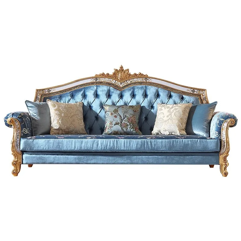 

French shell parquet neoclassical Italian style villa mansion fabric sofa