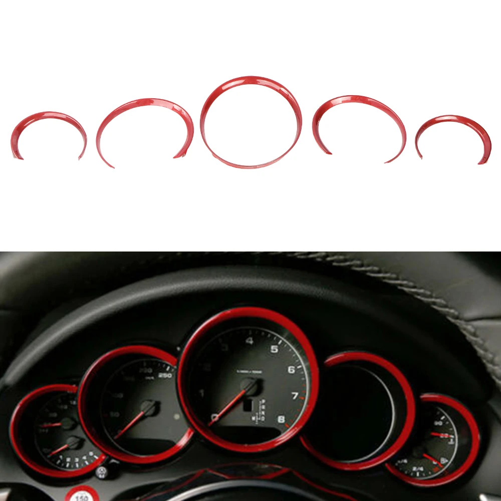 5pcs High Quality ABS Dashboard Console Decorative Ring Trim For Porsche Cayenne 2011-2016 For Porsche Panamera 2010-2015