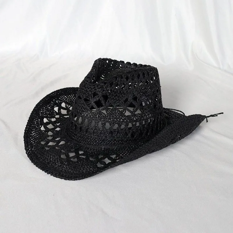 New Spring Summer Straw Hat for Women UV Protection Wide Brim Sun Cap Ethnic Fashion Headwear Foldable Accessory for Seaside