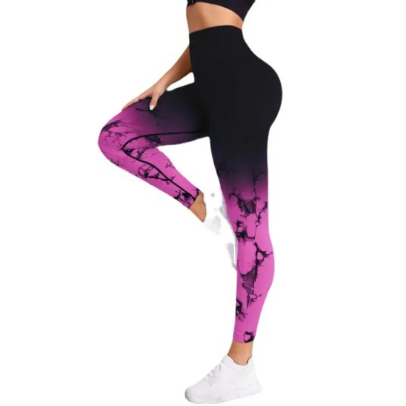 Leggings senza cuciture pantaloni da Yoga donna Push Up sport Fitness Joggings gradiente vita alta allenamento in palestra Scrunch Butt Leggings da