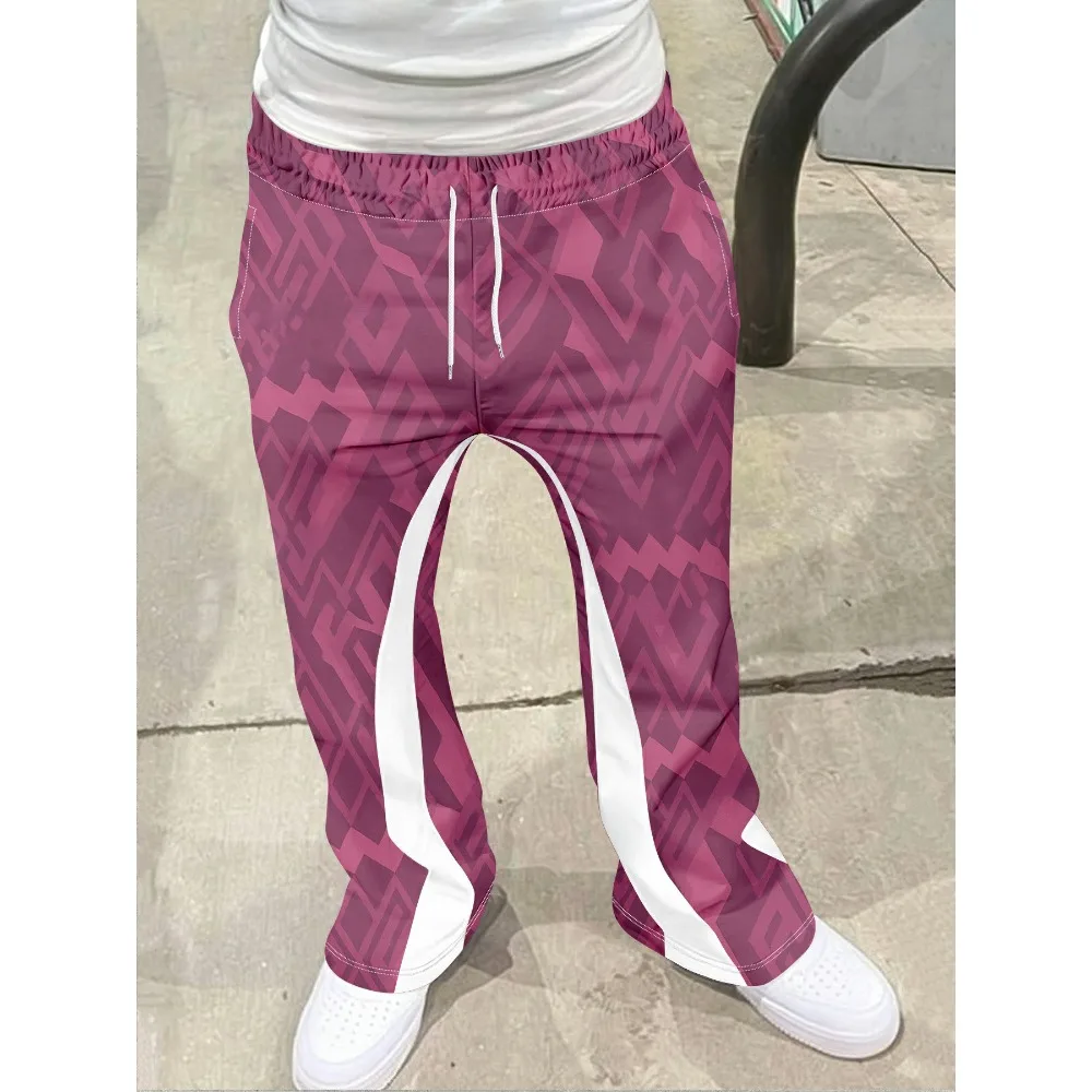 Y2K Hip-Hop Schnelltrocknende Hose Unisex Sommer Paisley-Blumenmuster Vollfarbdruck Kontrastierender geteilter Saum Weites Bein Streetwear Lange Hose – Detail 4