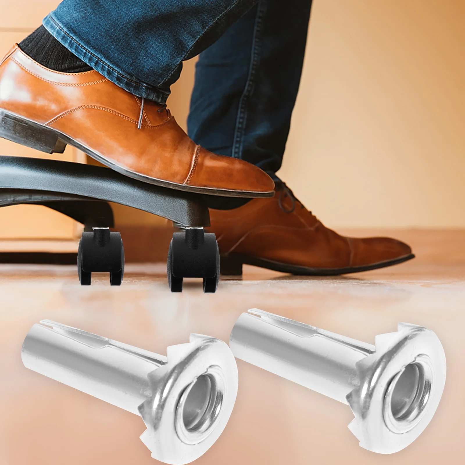 20 Pcs Metal Caster Rod Cover Castors Gate Socket Insert Sleeve Round Inserts 3/8 Swivel Sockets Mounting for Chair Leg