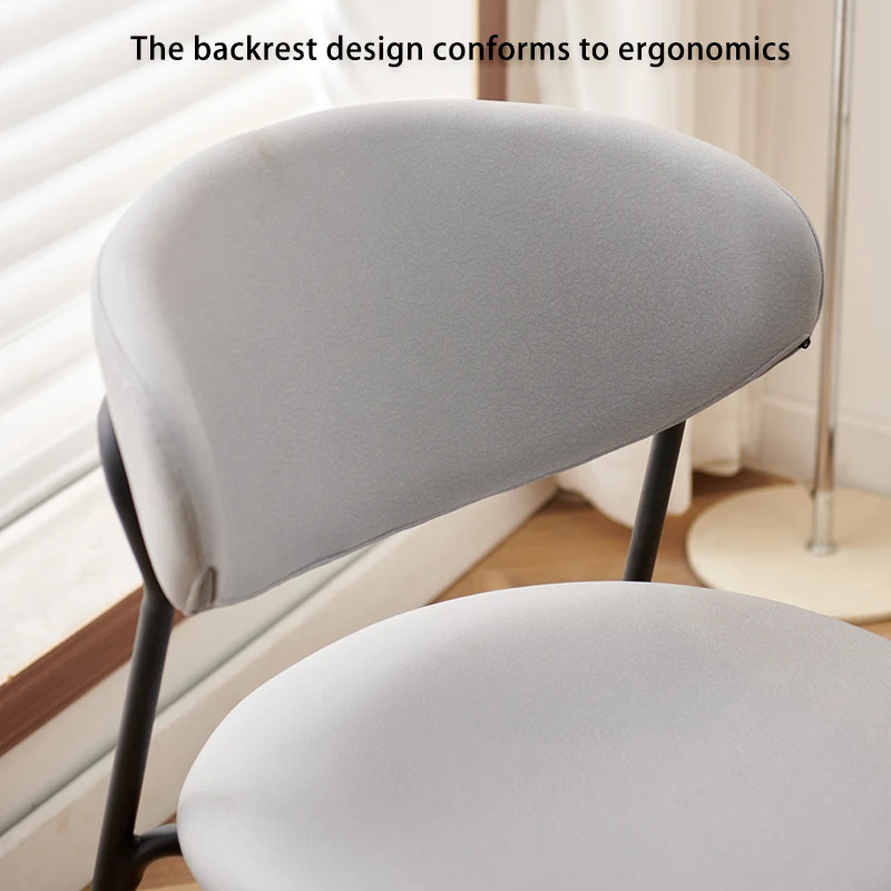 كرسي طعام جلدي رمادي حديث مريح بإطار فولاذي قوي كراسي غرفة الطعام للمنزل والمكتب كرسي طاولة المطبخ الناعم للمطاعم #4