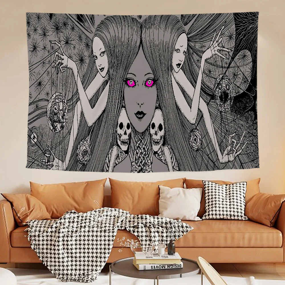 Tapestry Aesthetic Room Decor Junji Ito Tapries Large Fabric Wall Tapestry Bedroom Photo Paper on the Wall Decorating Cloth Home