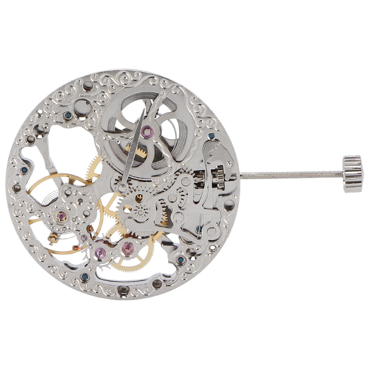 6498 Mechanical Watch Movement 21600 Bph for ETA 6498 Watch Hand Winding Hollow Skeleton Movement Replacement