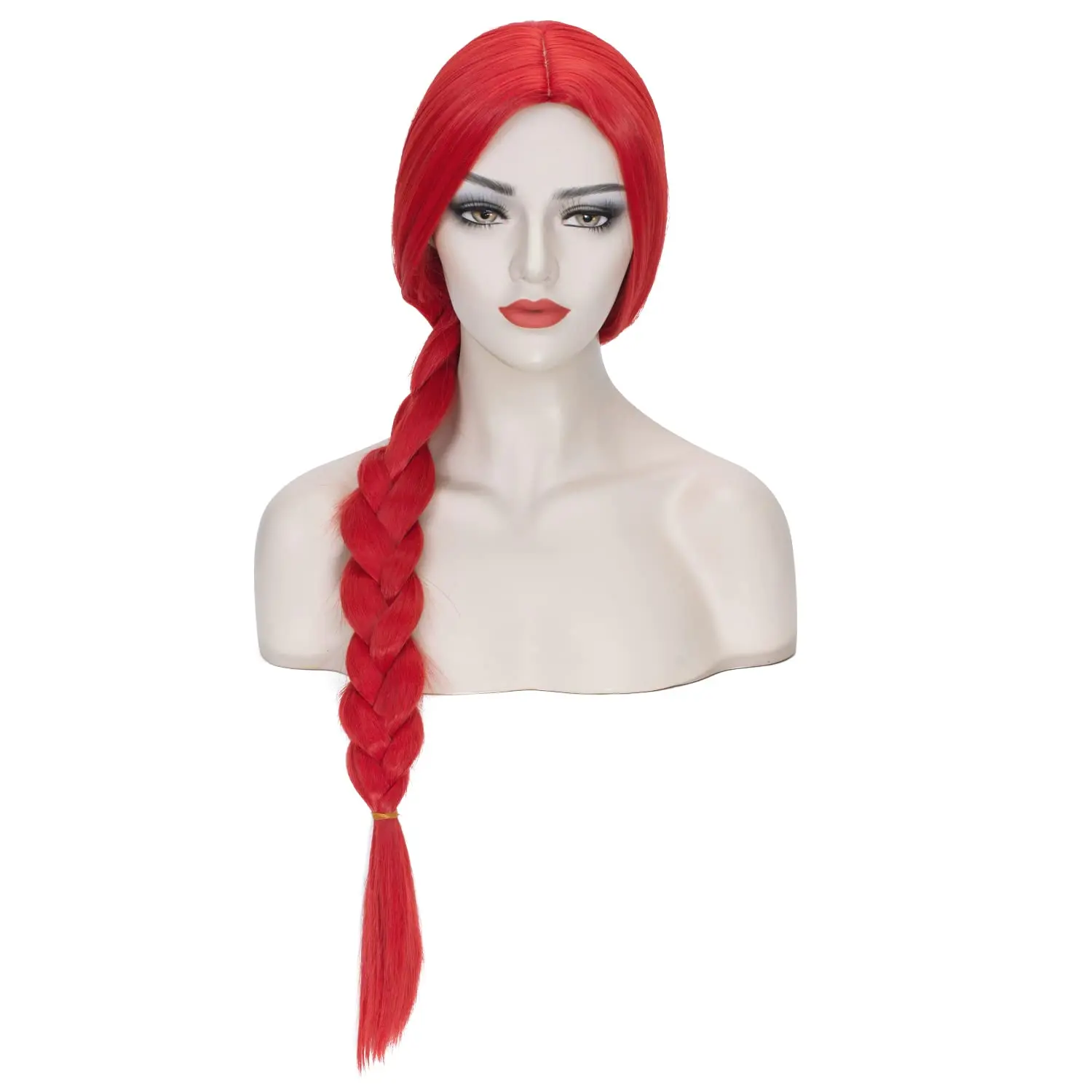 Long Red Wig with Braids for Women Jessie Cowgirl Cosplay Costume Braided Wig Straight Heat Resistant Red Wig Halloween Party