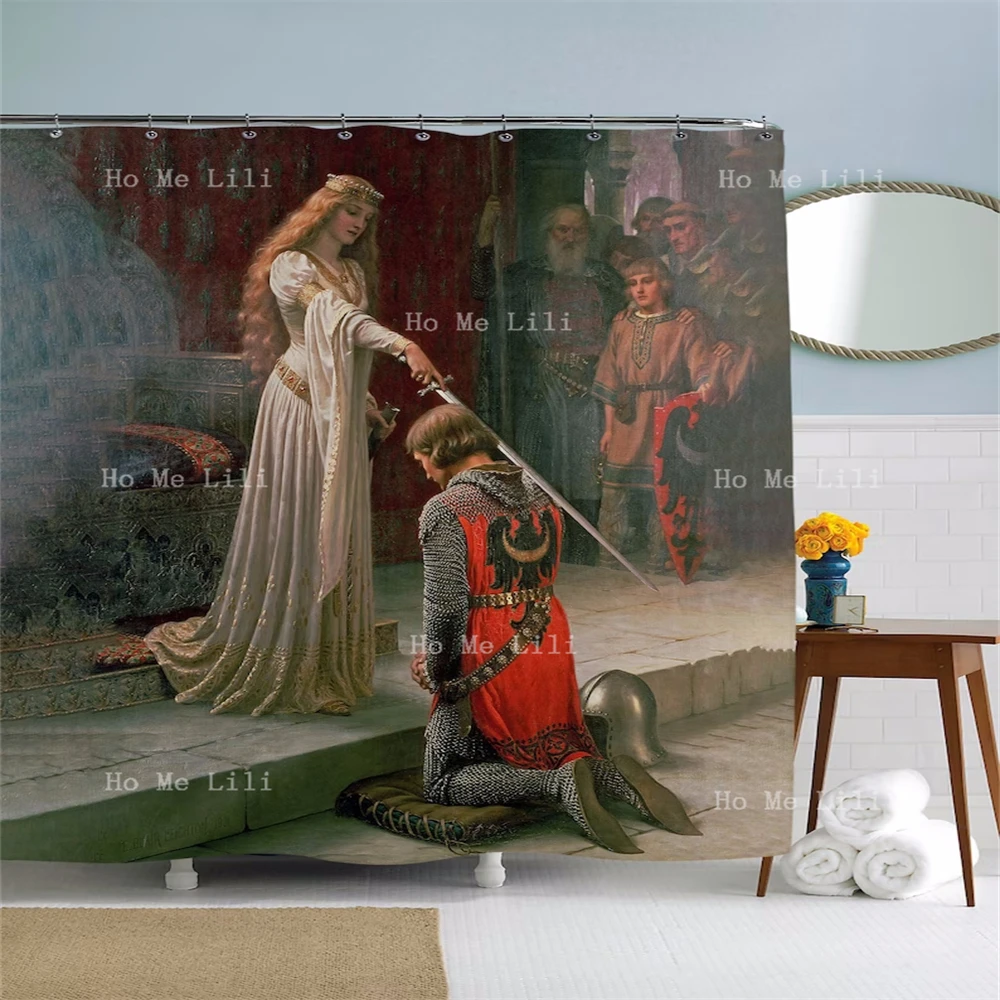 Knight Art Medieval Bathroom Princess Girl Fairy Tale Magic Decoration Shower Curtain