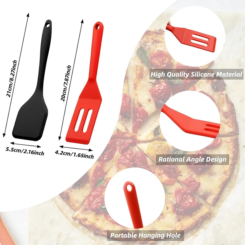 2 Pieces Mini Spatula Silicone Brownie Serving Spatula Set Flexible Non Stick Turner Heat Resistant Cooking Tool for Eggs Steak
