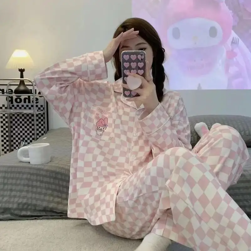 

Женские пижамные комплекты для сна, кавайные студенческие осенние брюки с длинными рукавами для отдыха, домашняя одежда для общежития, новинка