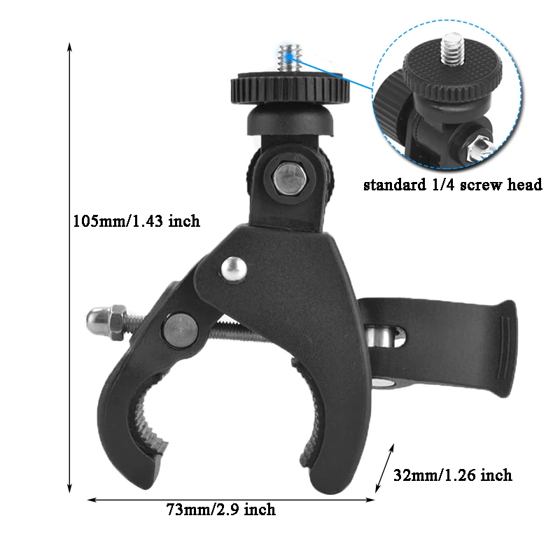 Bicycle Motorcycle Handlebar Handle Clamp Bar Camera Mount For GoPro Hero13 12 1110  Black DJI Insta 360 Action Camera Accessory