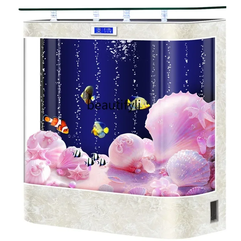 

Ecological Change Water Fish Tank Living Room Home Floor New Wall Light Luxury Integrated Glass Aquarium