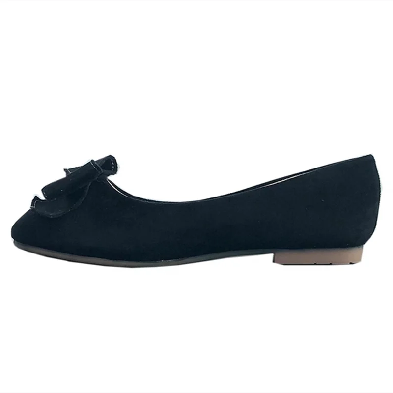 Lady Designer Plus Size Shoes 43 44 45 46 Seam Bow Flats punta quadrata scarpe larghe Flock Driving Slip-On Ballet mocassini