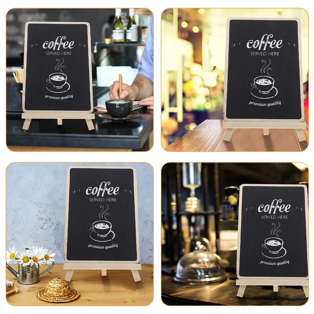4Pcs Desktop Memo Chalkboard Multiuse Erasable Blackboard for Tabletop Family Messages Decor Black Board for Writing