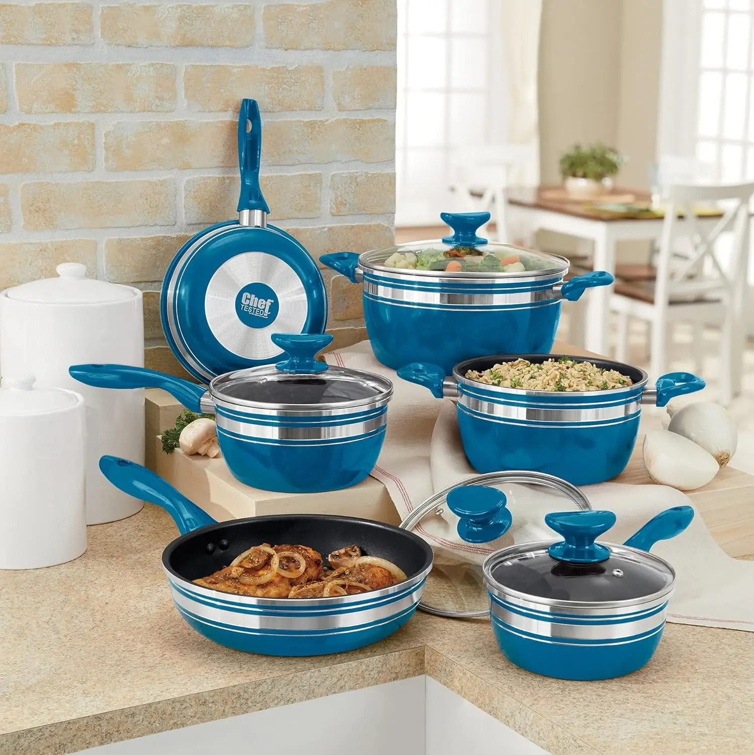 

10-Piece Chef Tested Banded Cookware Set, Blue