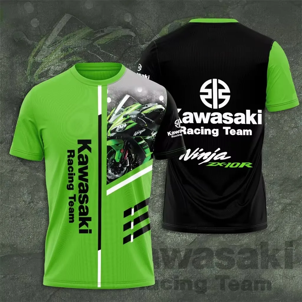 

Мужская футболка Kawasaki Motorcycle Racing Team, летняя женская одежда с короткими рукавами, одежда больших размеров, новинка 2025 года, модные детские футболки