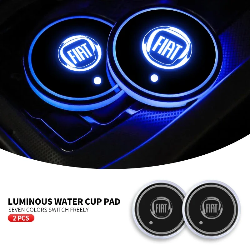 1/2Pcs Car Luminous Water Cup Pad For Fiat Land Rover Toyota Renault Hyundai Volkswagen Suzuki Chevrolet Seat MINI Alfa Romeo