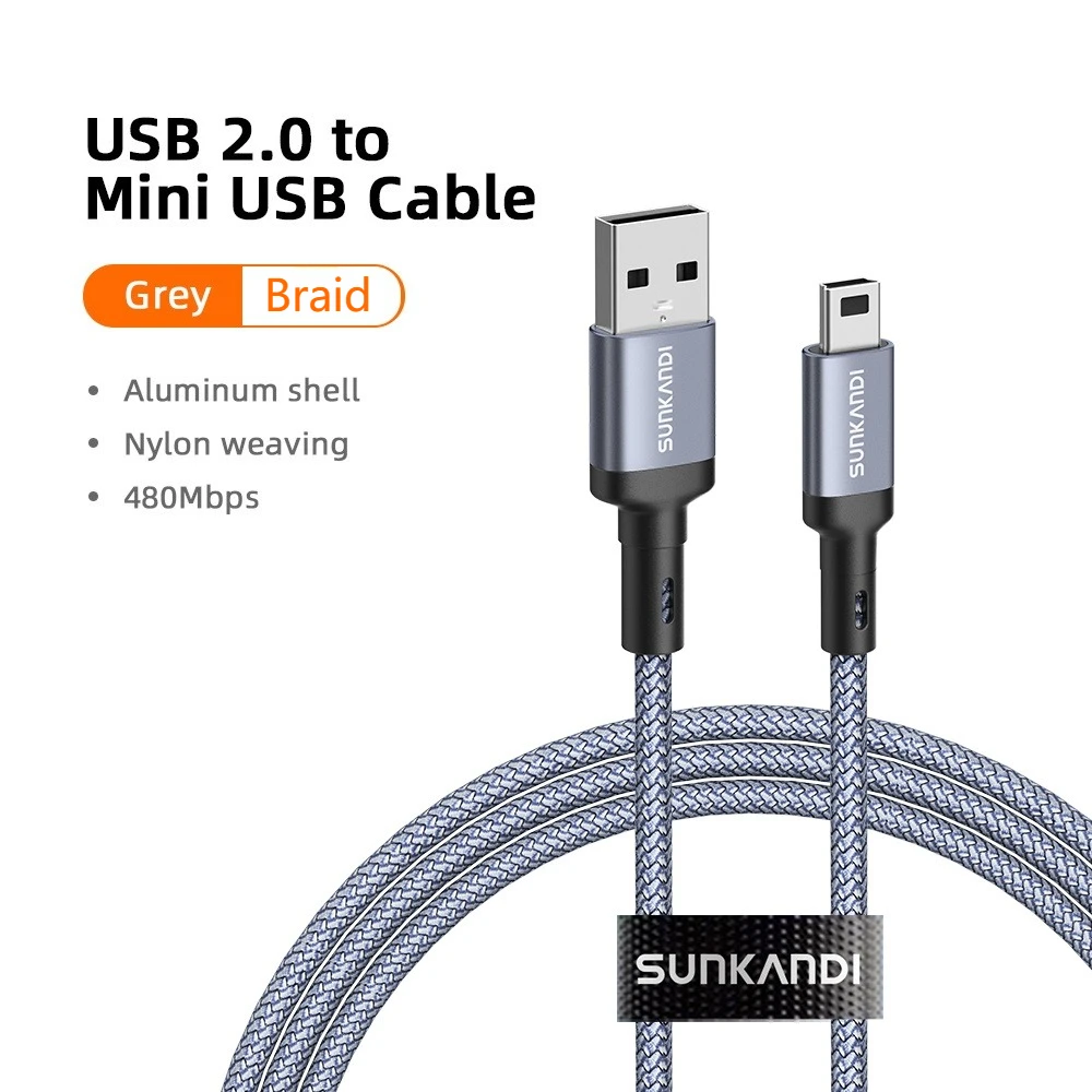 SUNKANDI Mini USB-kabel, USB 2.0 naar Mini B mannelijke oplaadkabel, duurzame USB Mini naar USB oplaadkabel voor MP3-speler, camera
