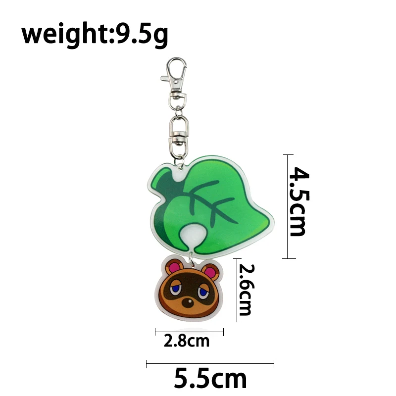 Game Animal Crossing Keychain Fashion Small Leaves Keyring Shaped Acrylic Pendant Key Gift