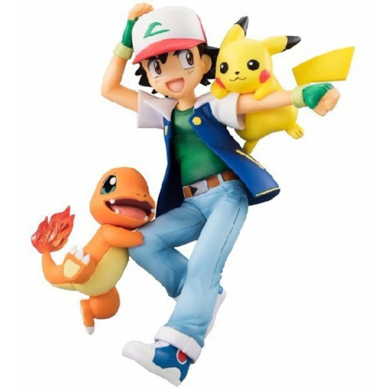 18cm Pokemon Ash Ketchum Pikachu Charmander Action Figure Anime Collection PVC GK Toys computer Decoration Boy Birthday Gifts