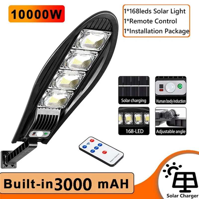 farola solar 168LED incorporada 3000MAH LED impermeable al aire libre actualizado para la pared del jardín