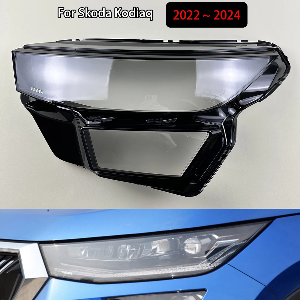 

For Skoda Kodiaq 2022 2023 2024 Car Headlight Cover Lampcover Lampshade Lamp Glass Lens Case Auto Light Caps