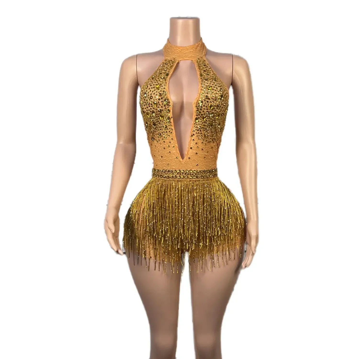 

Sexy Backless Tassels Bodysuit Fashion Club Dance Costume Nightclub Singer Performance Show Fringe Leotard Stage Wear Shengxia