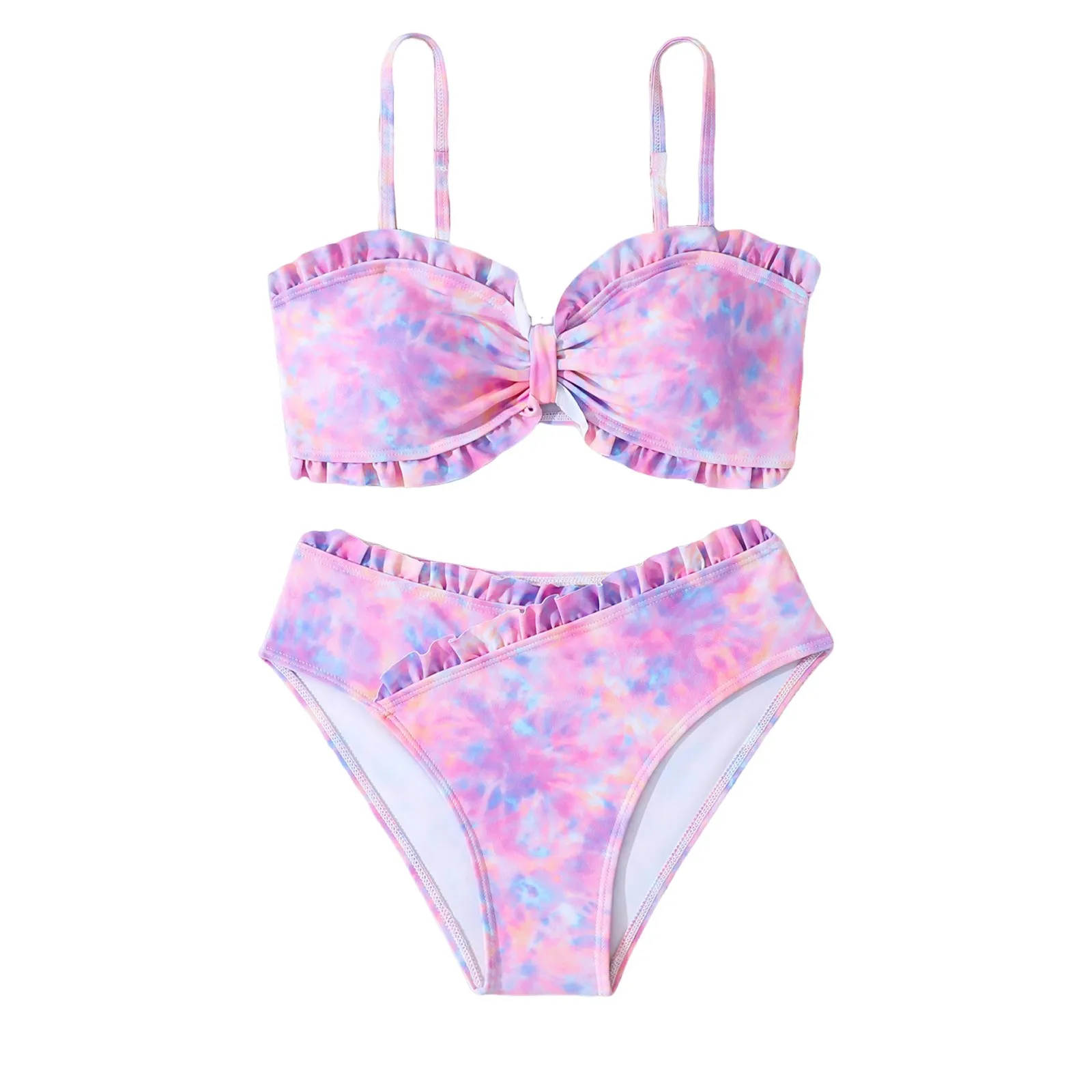 

Разделенный купальник Guard для девочек, детский комплект из двух предметов, комплект из двух предметов, на подтяжках, Tie Dye, купальный комплект для начальной и средней школы для девочек, размер 16, размер 16