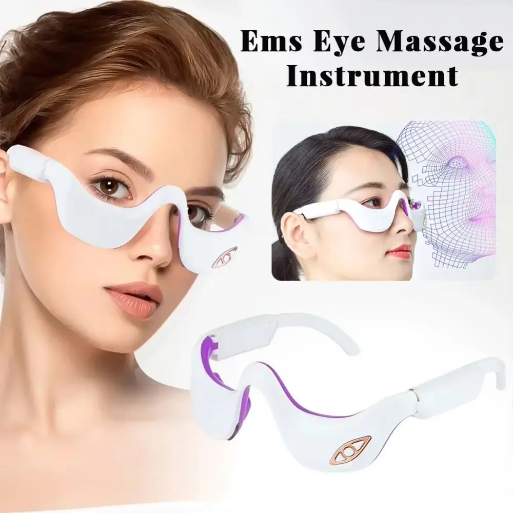 Under-Eye Design EMS Pulse Vibration Eye Massager Hot Compress Vibration Function Heated Eye Massager Micro Current Red Light RF
