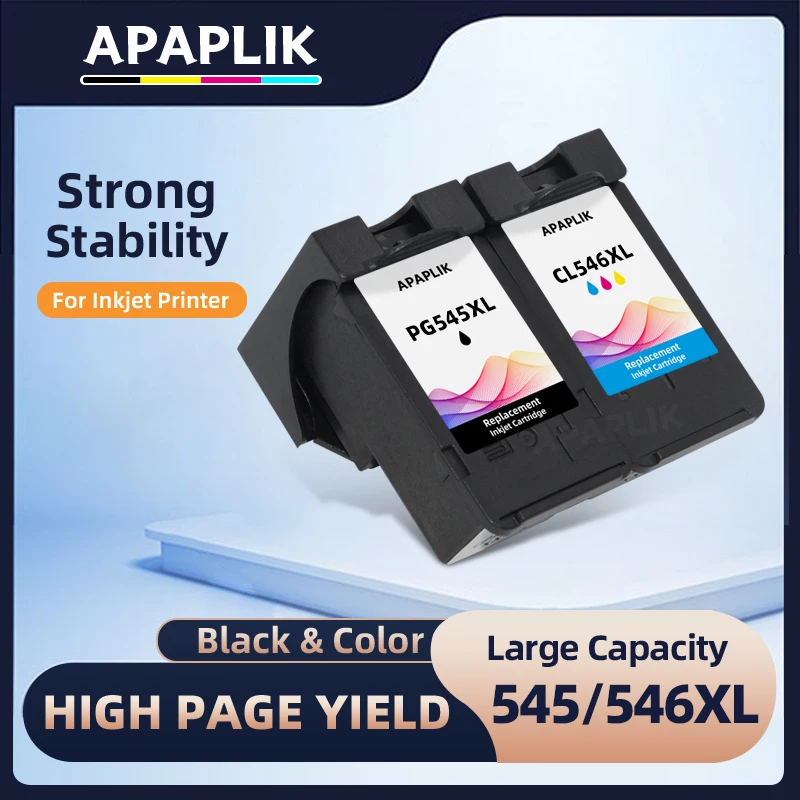 

APAPLIK Compatible 545XL 546 XL Cartridge Replacement For Canon PG545 PG 546 For Pixma MG3050 IP2800 IP2850 MG2455 MG2500