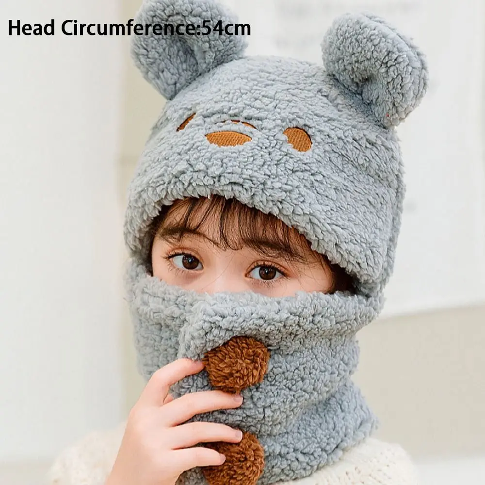 جديد لطيف الدب الصغير غطاء حماية الأذن الباردة والدليل على الدفء قبعة وشاح قطعة واحدة يندبروف البلوز قبعة الشتاء