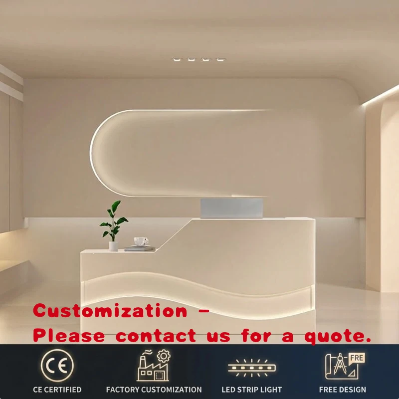 custom.Modern Light Luxury MDF Eco-Friendly Reception Desk Clothing Store Beauty Salon Company Counter Bar Table