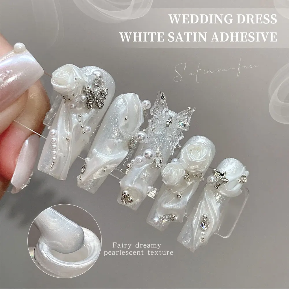 12 ml weißes Braut-Satin-Gel – antihaftbeschichtetes Schnitzgel · Solid Pearl Gloss Nail Art Nagellack | 3D Shaping Extension Gel·Nail Salon Design