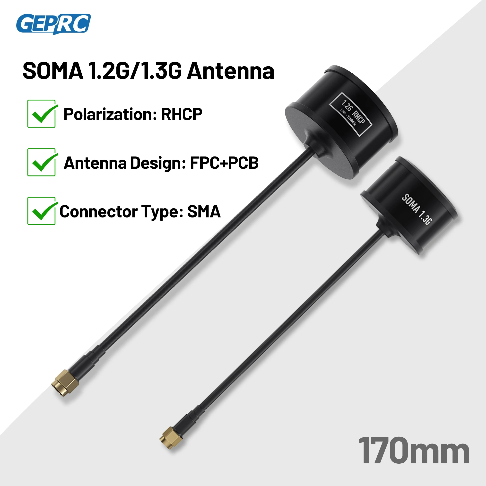 GEPRC SOMA 1.2G/1.3G 5.8 RHCP SMA антенна 170 мм длинная версия 1260-1360 МГц для DIY RC FPV квадрокоптер дрон аксессуары для фристайла