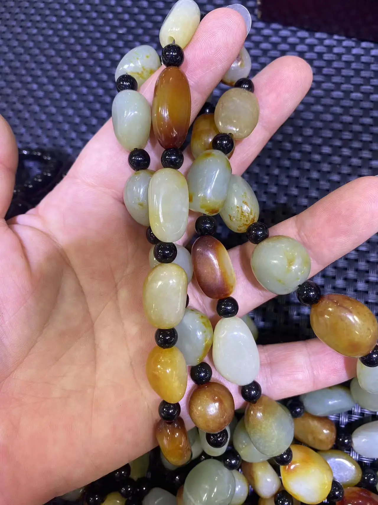 

Natural hetian jade Chain Nephrite raw stone unprocessed bead Necklace Jewellery Accessories for Women Her Men Add Certificate