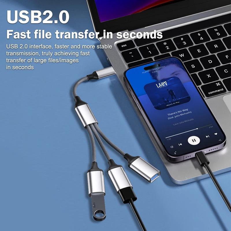 1 Stecker auf 2 3 Buchse HUB USB C Typ-C OTG Adapter Y Splitter Stecker Datenübertragung Ladegerät Kabel für Telefon Tablet Erweiterte Hub