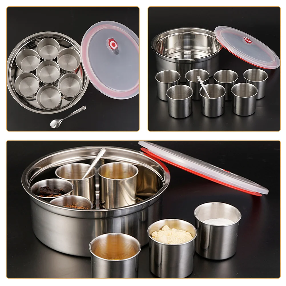 

Stainless Steel Spice Box Large Opening Easy Clean Multifunctional Kitchen Condiment Jars for Seasonings Storage