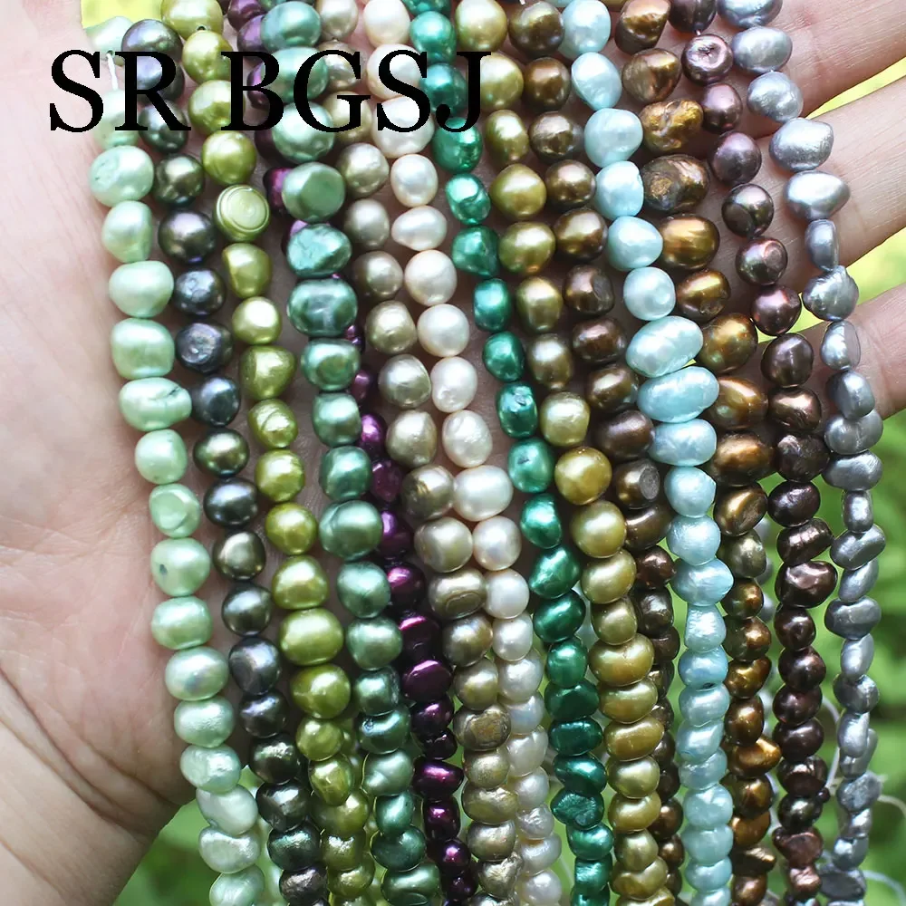 7-8mm Baroque Potato Natural Freshwater Pearl Jewelry Loose DIY Spacer Beads 14\