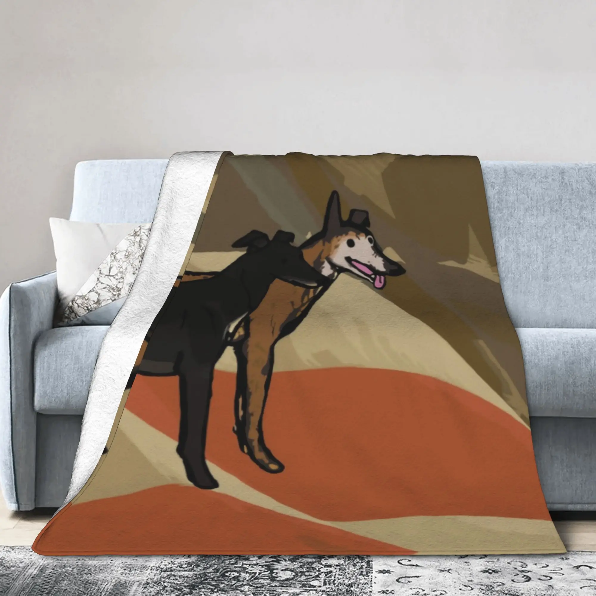 Custom Patriotic Greyhound Dog Blankets Warm Flannel Whippet Sighthound Throw Blanket for Home Bedroom Sofa