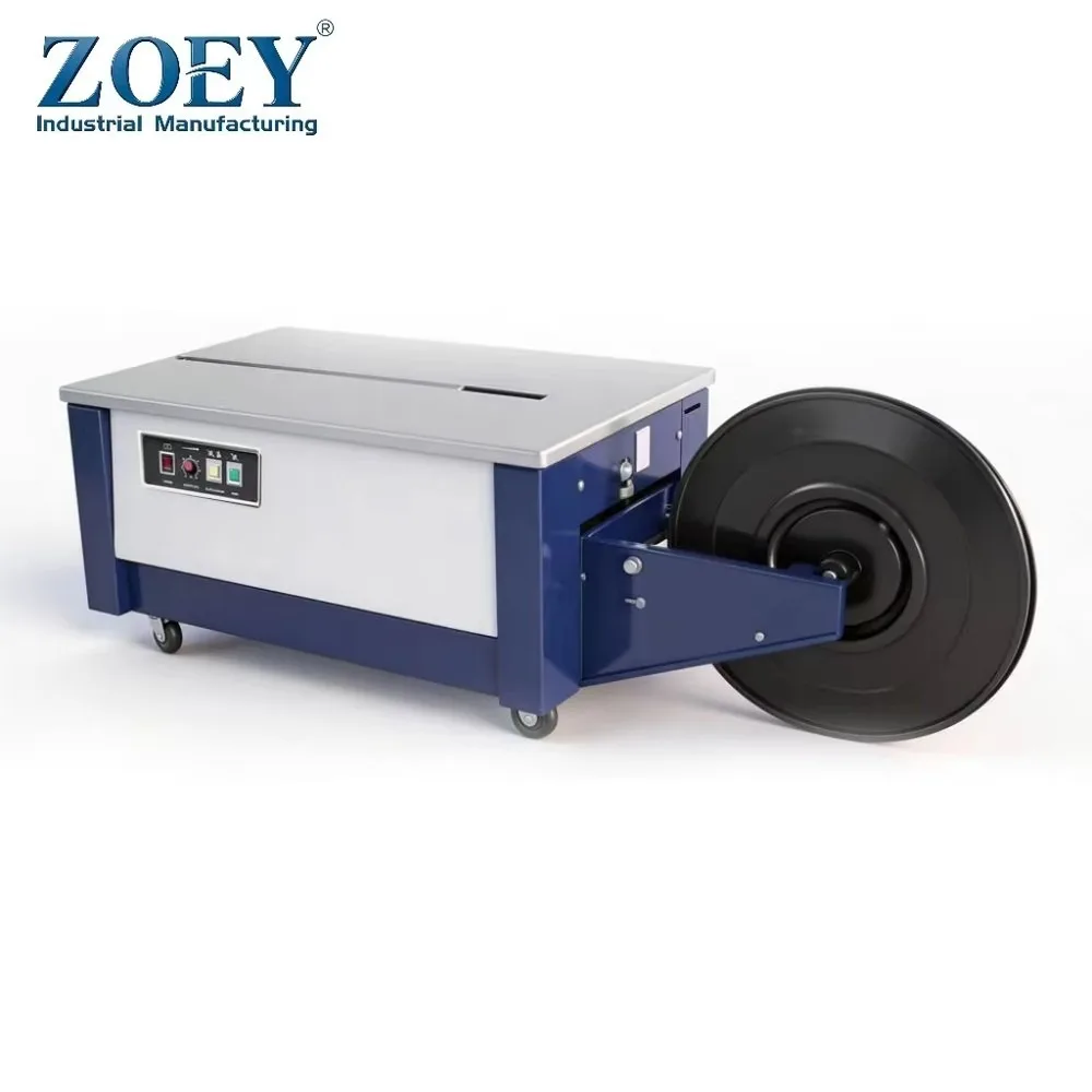 ZOEY Semi Automatic Low Table Strapping Machine PP Strap Carton Box Packing Bundling Machine for Warehouse Packaging