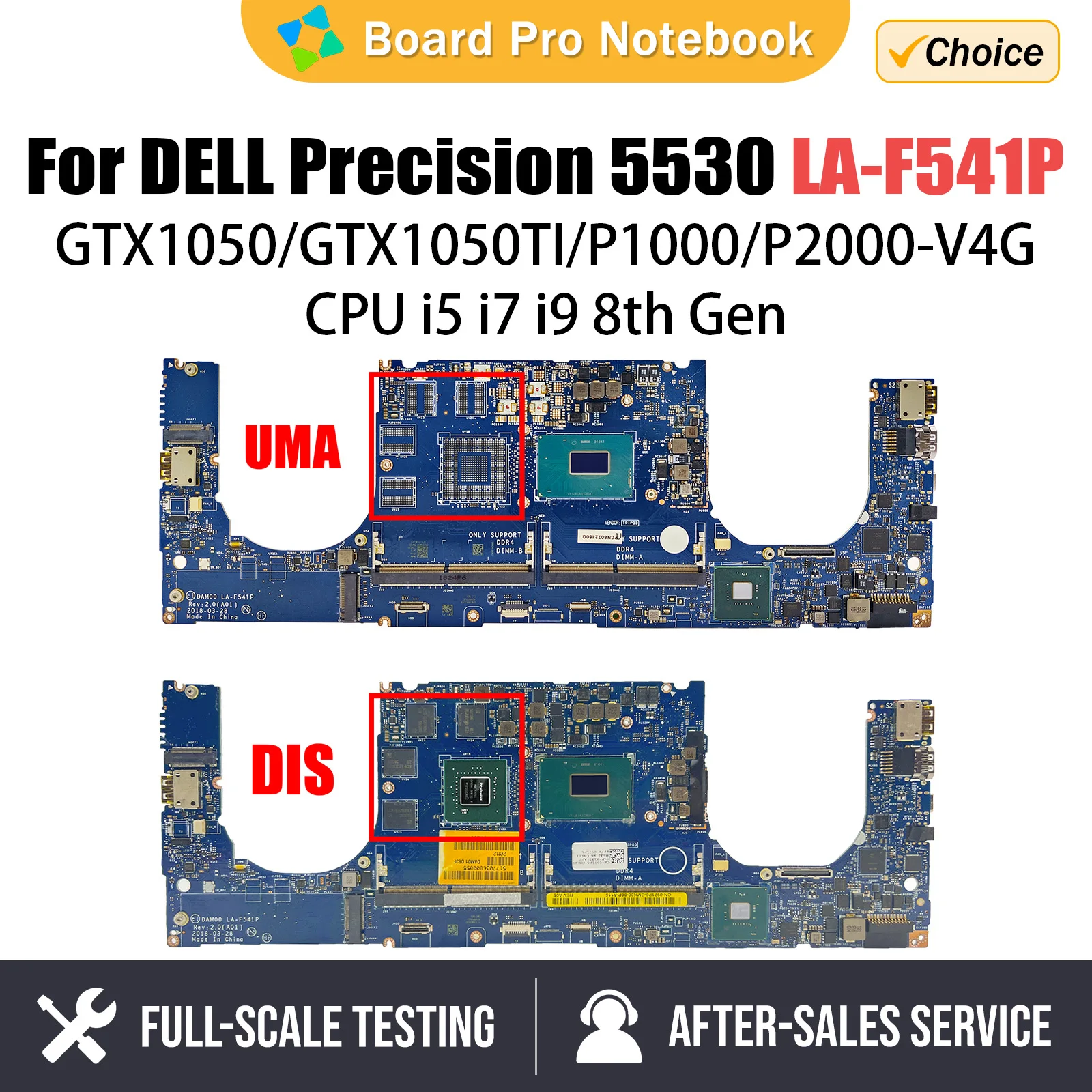 For Dell Precision 5530/XPS 15 9570 laptop motherboard LA-F541P with I5 I7 I9 CPU GTX1050/GTX1050TI/P1000/P2000 100% Tested