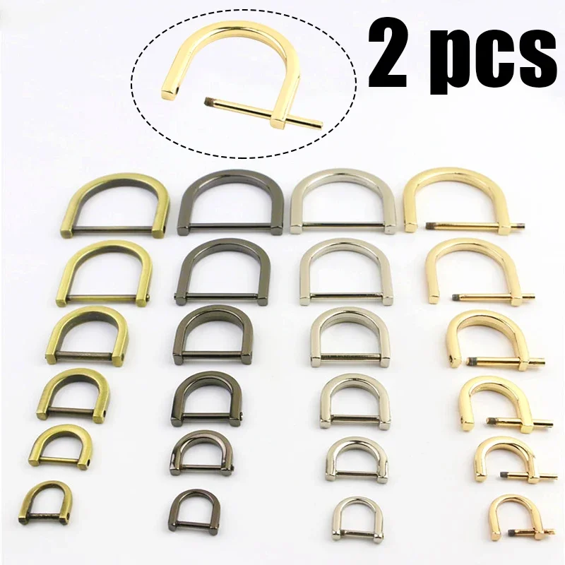 2pcs Metal Detachable D Ring Openable Dee Buckle Shackle Clasp for Leather Craft Bag Strap Handle Shoulder Repairing Parts