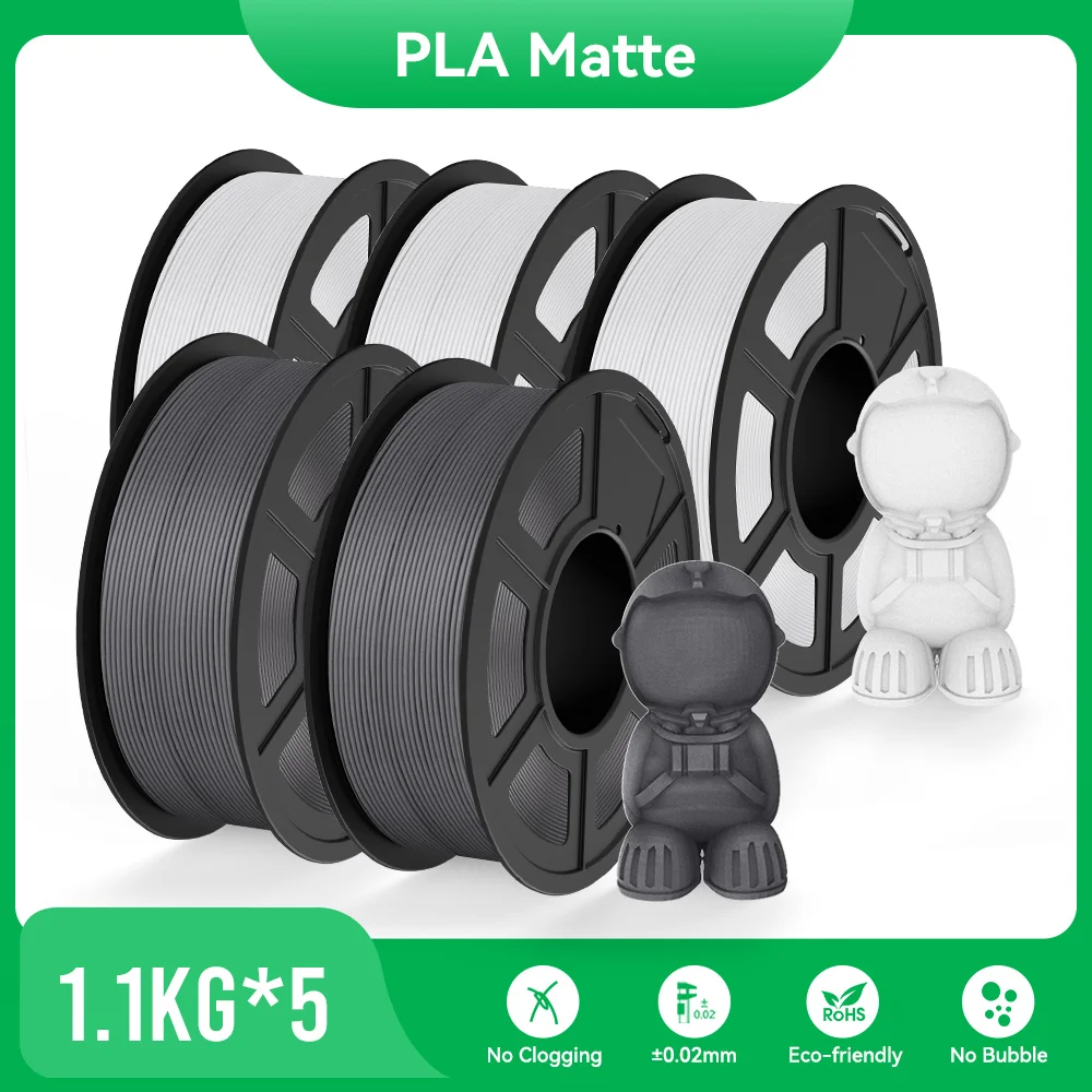 Jayo Pla Matte 3D-printergloeidraad 1.75Mm +/-0.02Mm 5/10 Rollen 100% Geen Bubbel Non-toxic3D Drukmateriaal Voor 3D-printer & Pen