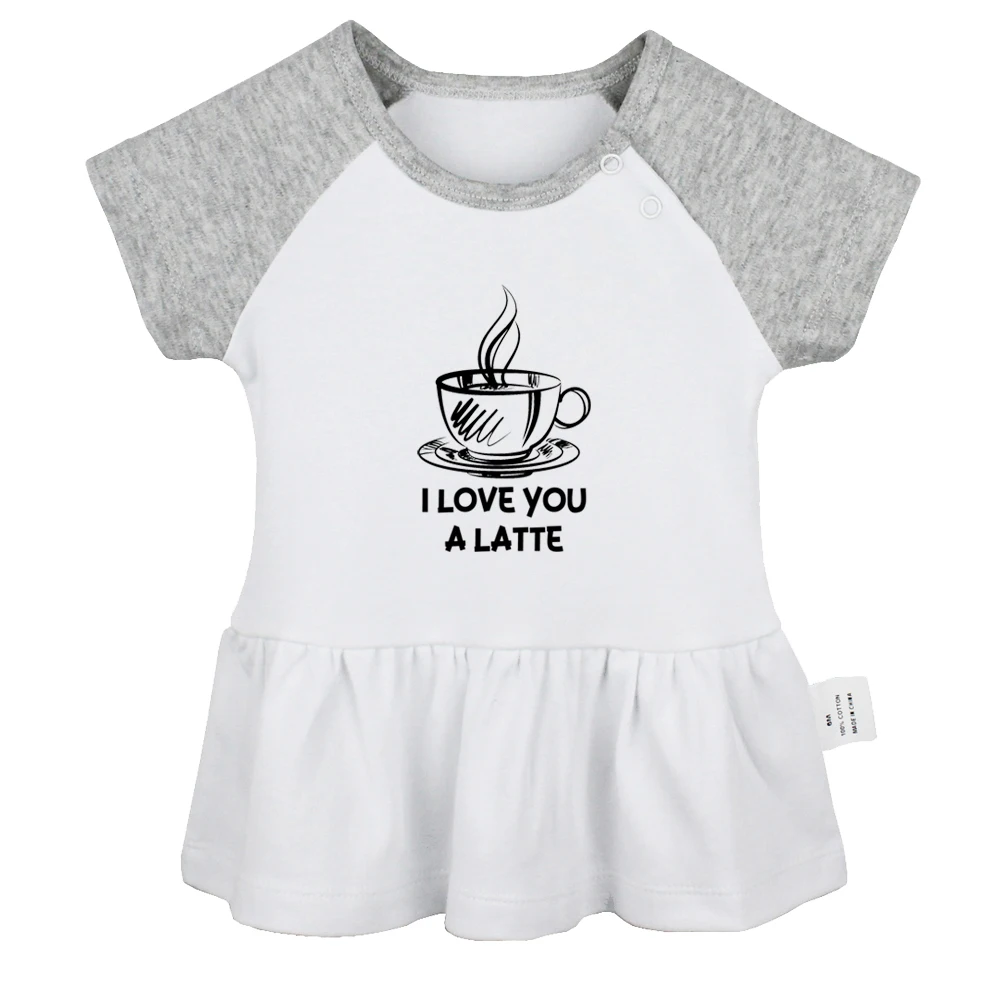 

iDzn New I Love You A Latte Fun Printed Baby Sweet Dresses Girls Cute Short Sleeves Pleated Dress 0-24M Kids Summer Clothing