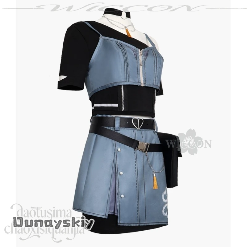 Hanasato Minori Cosplay Anime Game Project Sekai Rise And Strive New Event Anti You Costume Denim Strap Dress Wigs Idol Uniform view 4